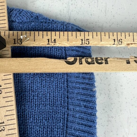 Fred Perry Sweater Vest Adult Medium Blue Faded Cable Knit Sleeveless V Neck - Picture 10 of 10